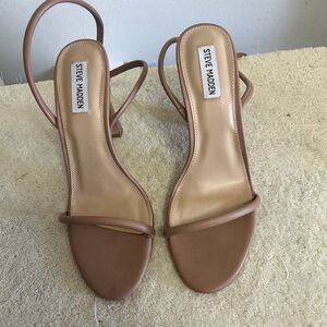 Steve Madden Women's Strappy High Heel Tan Sandals "Becky" 10M